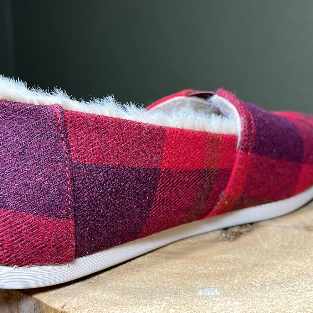 NWT TOMS Red Cozy Plaid Alpargata - Picture 7 of 14
